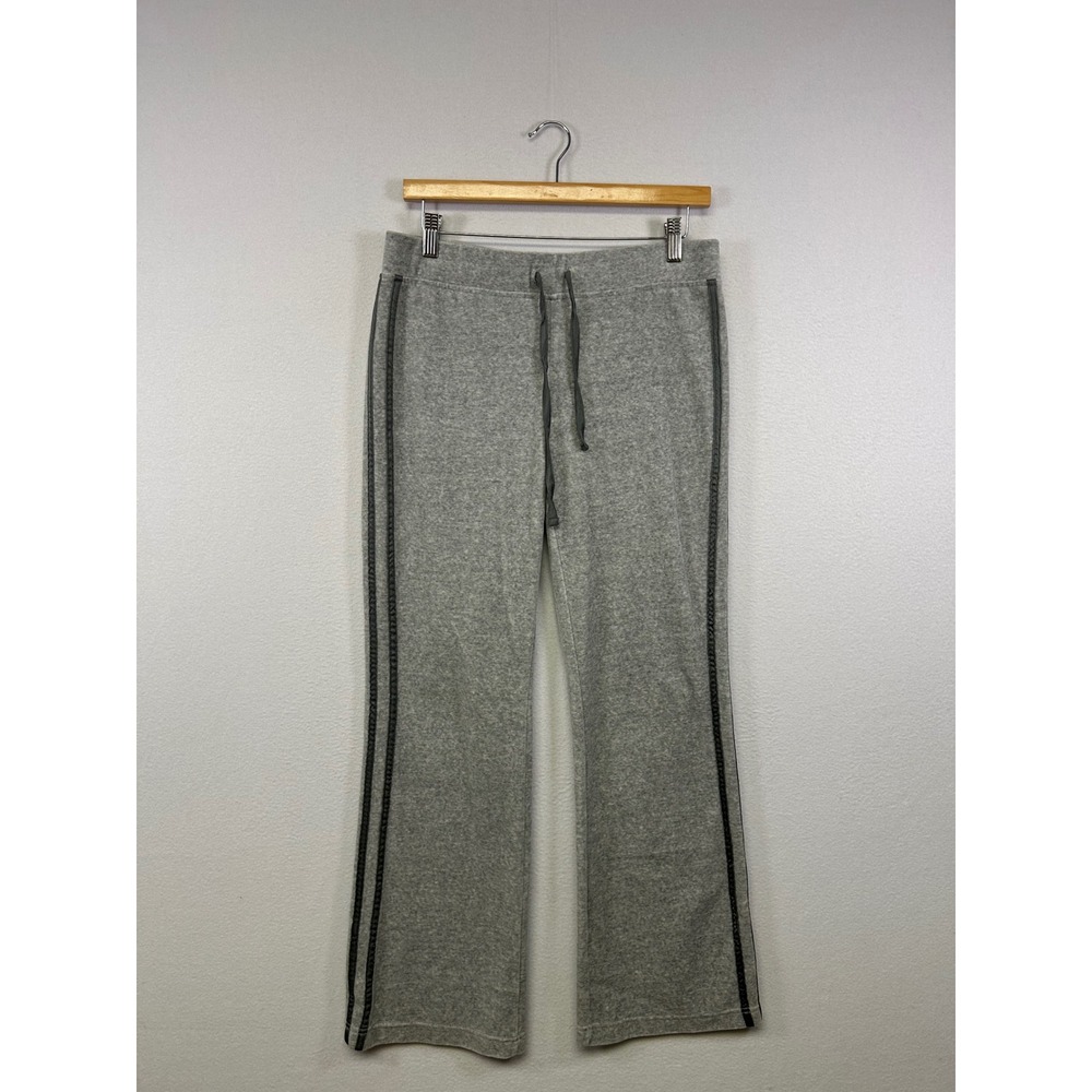 Y2K McBling Express Womens Size M Gray Velour Side Stripe Track Pants‎ Flare Leg